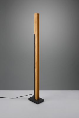 Lampadaire LED tactile dimmable bois naturel/noir mat 16W 3000K 1950lm - Trio - Kerala