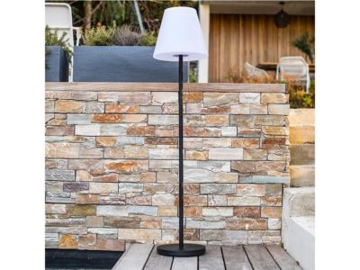 Lampadaire lumineux solaire et rechargeable pied métal LED blanc chaud / blanc dimmable STANDY SOLAR H 150 cm