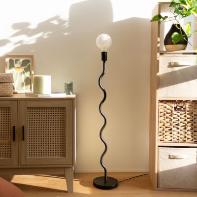 Lampadaire métal noir H.105cm E27 60W IP20, Jumell Wama