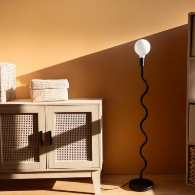 Lampadaire métal noir H.105cm E27 60W IP20, Jumell Wama