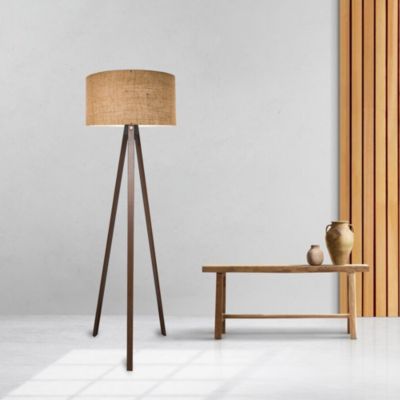 Lampadaire Newport hauteur 140 cm E27 effet bois marron lux.pro