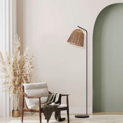 Lampadaire Ninetta Dunalux IP20 E27 40w couleur noir et naturel ⌀30 x h.157 cm