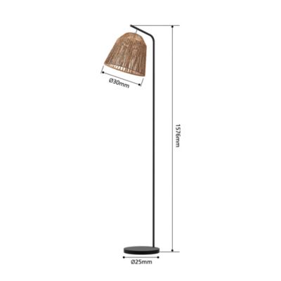 Lampadaire Ninetta Dunalux IP20 E27 40w couleur noir et naturel ⌀30 x h.157 cm