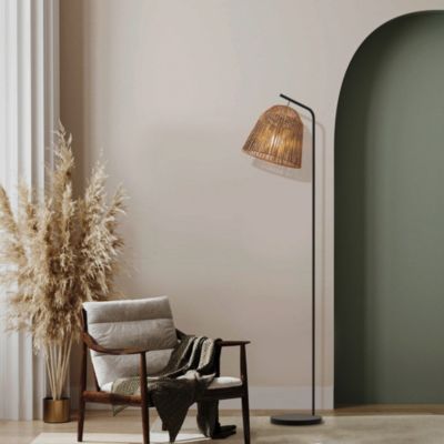 Lampadaire Ninetta Dunalux IP20 E27 40w couleur noir et naturel ⌀30 x h.157 cm