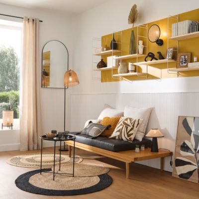 Lampadaire Ninetta Dunalux IP20 E27 40w couleur noir et naturel ⌀30 x h.157 cm