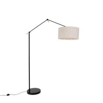 Lampadaire noir avec abat-jour gris clair 50 cm réglable - Editor