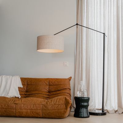 Lampadaire noir avec abat-jour gris clair 50 cm réglable - Editor
