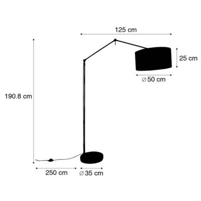 Lampadaire noir avec abat-jour gris clair 50 cm réglable - Editor