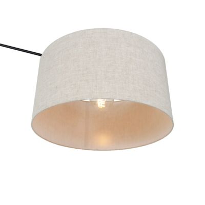 Lampadaire noir avec abat-jour gris clair 50 cm réglable - Editor