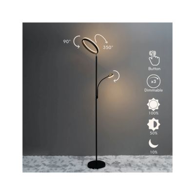 Lampadaire noir double éclairage LED - Pancho