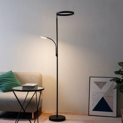 Lampadaire noir double éclairage LED - Pancho