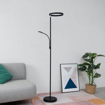 Lampadaire noir double éclairage LED - Pancho