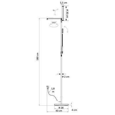 Lampadaire noir double éclairage LED - Pancho