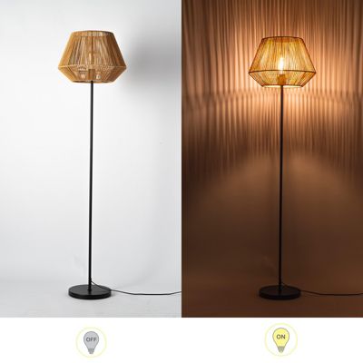 Lampadaire papier tressé style bohème naturel avec abat-jour E27
