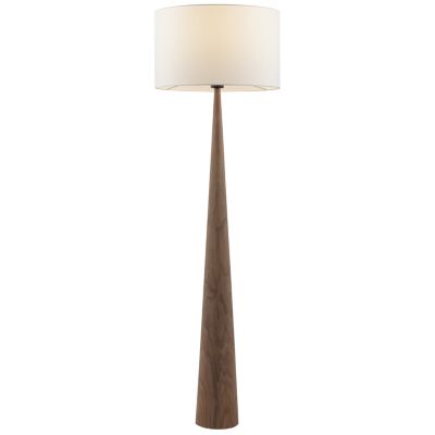 Lampadaire pied en bois et abat-jour effet textile E27/20 W, H. 140 x Ø 42 cm Brilliant Astrud