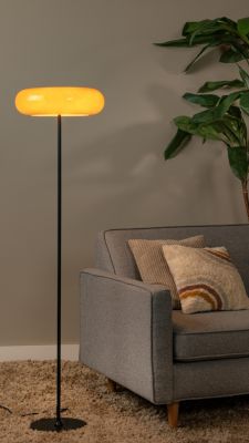 Lampadaire pied métal verre orange H.150 G9 5W Lucide, Sentino