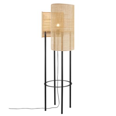 Lampadaire raphia et métal noir Ø46cm E27 60W IP20, Nordlux Jaffna