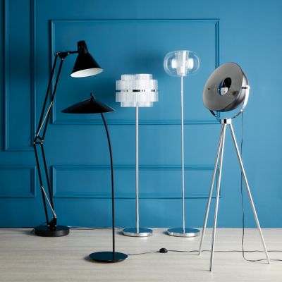 Lampadaire Rhyolit GoodHome E27 argent brillant