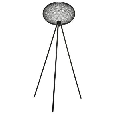 Lampadaire rond trépied en métal design industriel Noir, H. 160 cm, MODERN SPIRIT