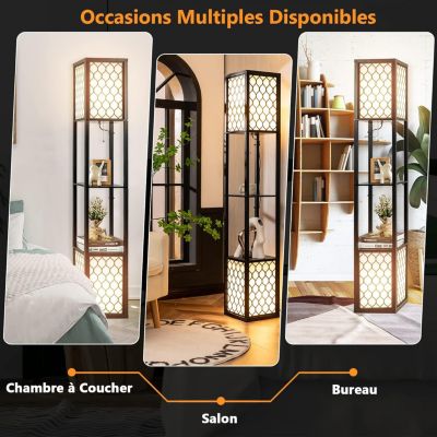 Lampadaire Salon Lampadaire sur Pied avec Planche de Rangement et 2 Douilles E27