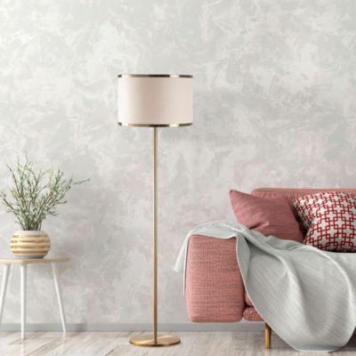 Abat-jour Lampadaire Ivoire Années 70 - 7 T X 14 L X 13 Haut, Frangé