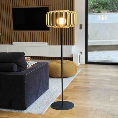 Lampadaire sans fil STANDY BAMBOU Beige Bambou naturel H150cm