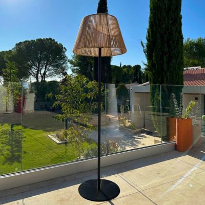 Lampadaire sans fil TALL RAFFY Marron Corde et métal H170 cm