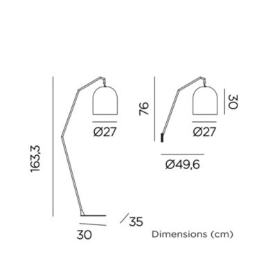 Lampadaire Santorini IP54 9W 900lm blanc l.52,3 x H.165 cm