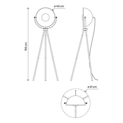 Lampadaire Selinda GoodHome E27 IP20 10W noir l.61 x H.153 cm