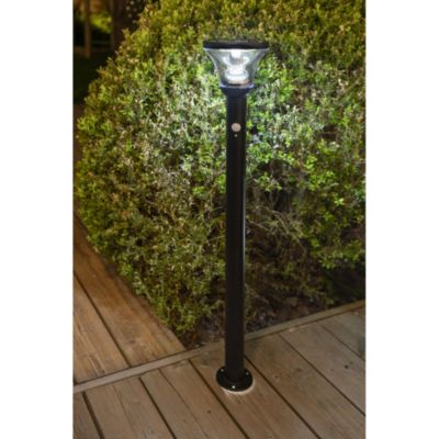 Lampadaire solaire inox très éclairante avec détecteur de présence- Hauteur 93cm- 3 utilisations- 40 LED SMD blanche- 1000 Lumens