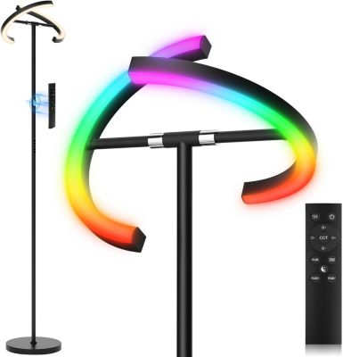 Lampadaire sur Pied Salon Moderne avec Télécommande 1300lm 20W noir