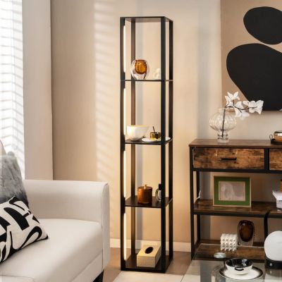 Lampadaire étagères 4 Niveaux avec 3 Luminosités Réglable Poteaux LED Rotatifs Style Moderne