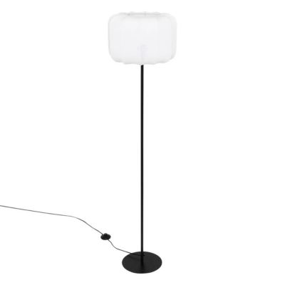 Lampadaire Tobie coton noir & blanc H150cm - Atmosphera
