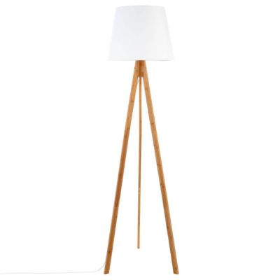 Lampadaire trépied "Bahi" - bambou et blanc H160 cm - Atmosphera