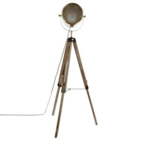 Lampadaire trépied "Ebor" bronze - bois & acier H152 cm - Atmosphera