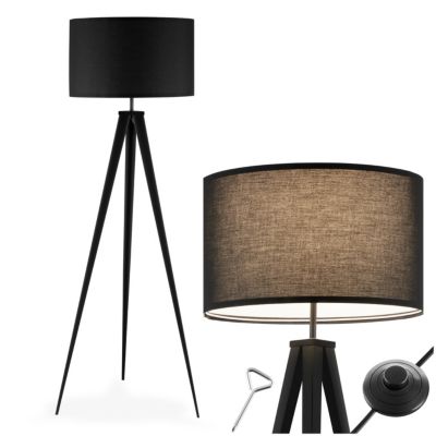 Lampadaire trépied en acier, 60 W noir