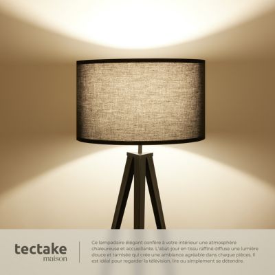 Lampadaire trépied en acier, 60 W noir