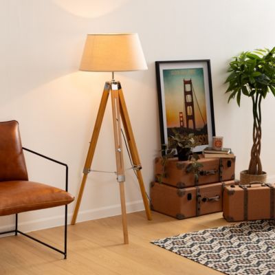 Lampadaire trépied Runo - bambou et ivoire H145 cm - Atmosphera