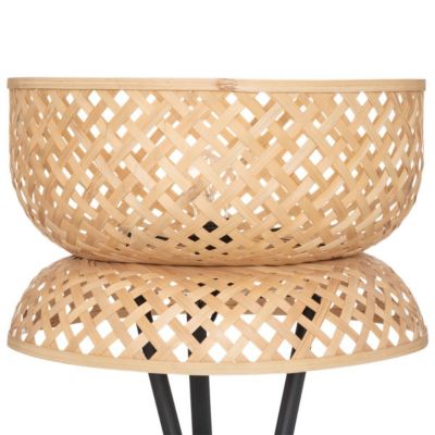 Lampadaire trépied Suny - bambou et métal - noir - H145 cm - Atmosphera