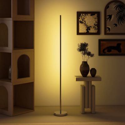 Lampadaire tube LED droit dimmable réglable 18W H.150cm avec télécommande acier gris