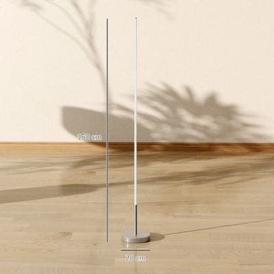 Lampadaire tube LED droit dimmable réglable 18W H.150cm avec télécommande acier gris