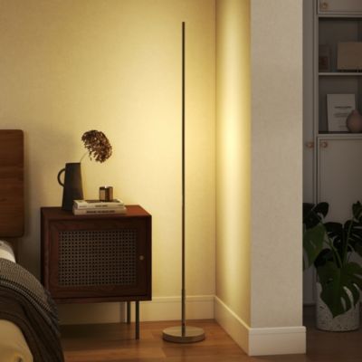 Lampadaire tube LED droit dimmable réglable 18W H.150cm avec télécommande acier gris