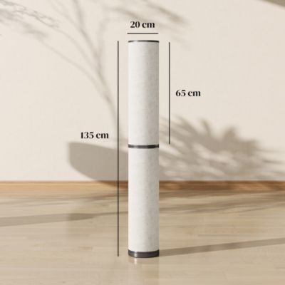 Lampadaire tube LED droit dimmable réglable 30W H.135cm avec télécommande acier lin beige