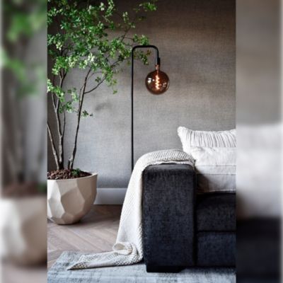 Lampadaire U-line métal noir E27 H.155cm Calex