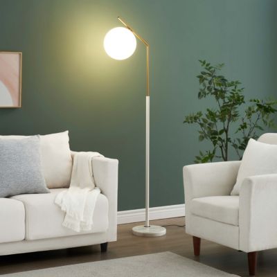 Lampadaire ultra epuré blanc et laiton - Molia