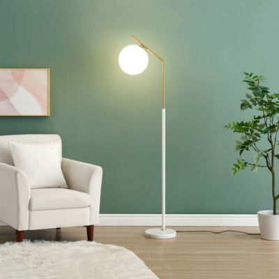 Lampadaire ultra epuré blanc et laiton - Molia