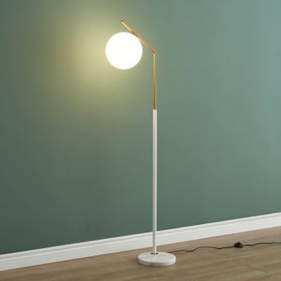 Lampadaire ultra epuré blanc et laiton - Molia