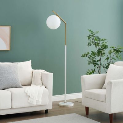 Lampadaire ultra epuré blanc et laiton - Molia
