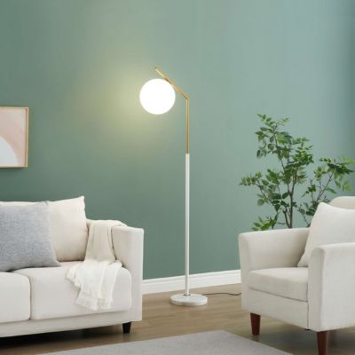 Lampadaire ultra epuré blanc et laiton - Molia