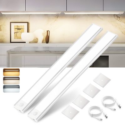 Lampe 2 x LED sous meuble NETTLIFE avec détecteur de mouvement, rechargeable par USB, 1500 mAh, un couloir ou un placard